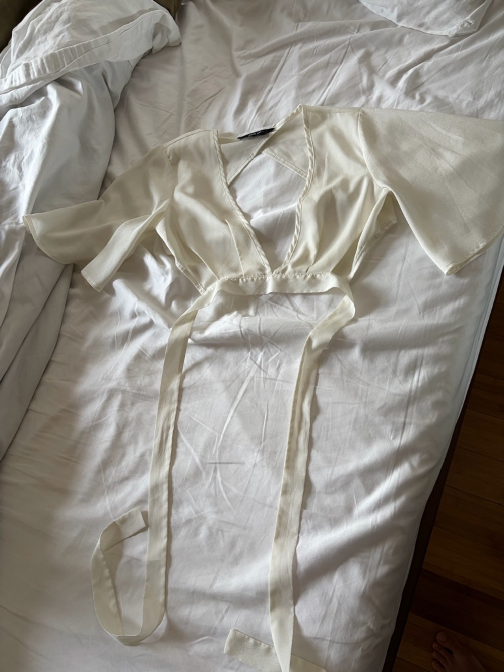 Nasty Gal Cream Wrap Crop Top with Tie Straps